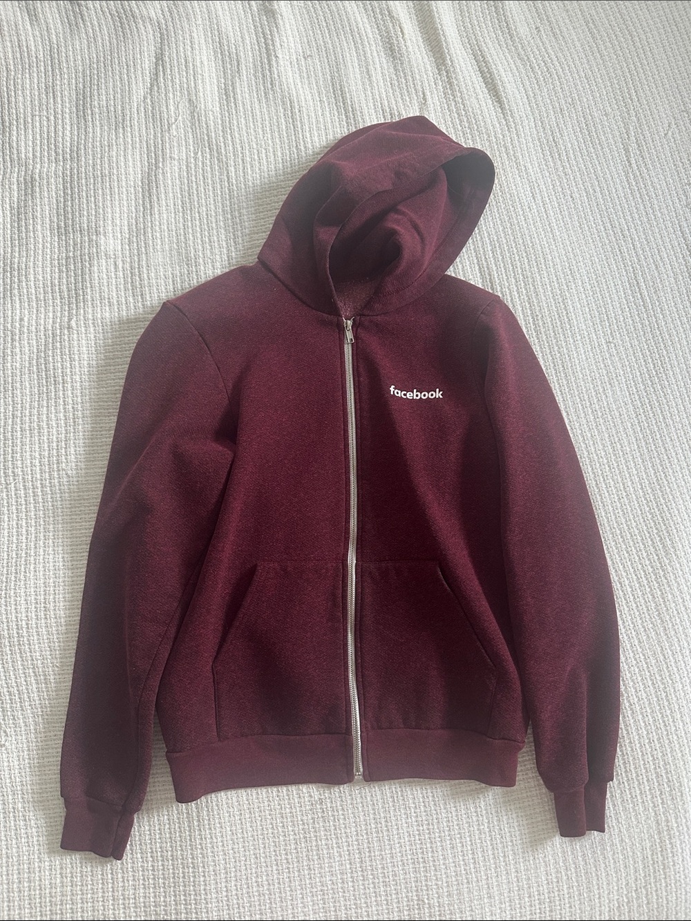 Unisex Facebook Maroon Zip-Up Hoodie